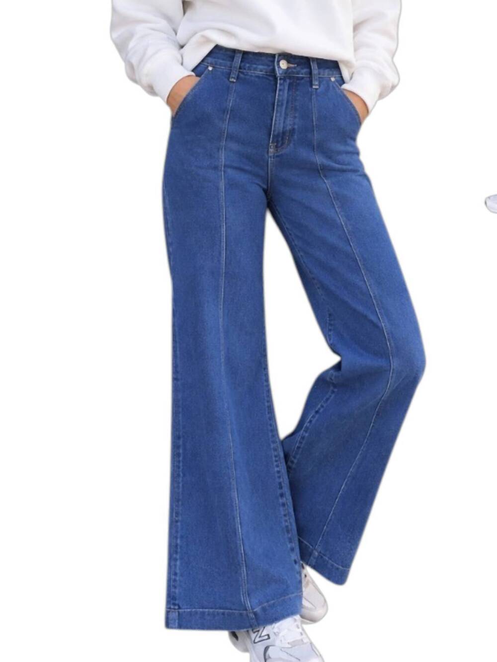 NEW BY TOGETHER 70s flare denim jeans in bright blue